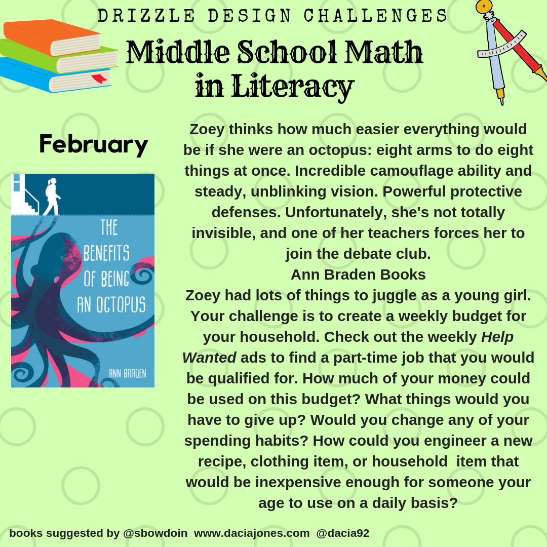 February: Drizzle Design Challenges: Middle School Math in Literacy